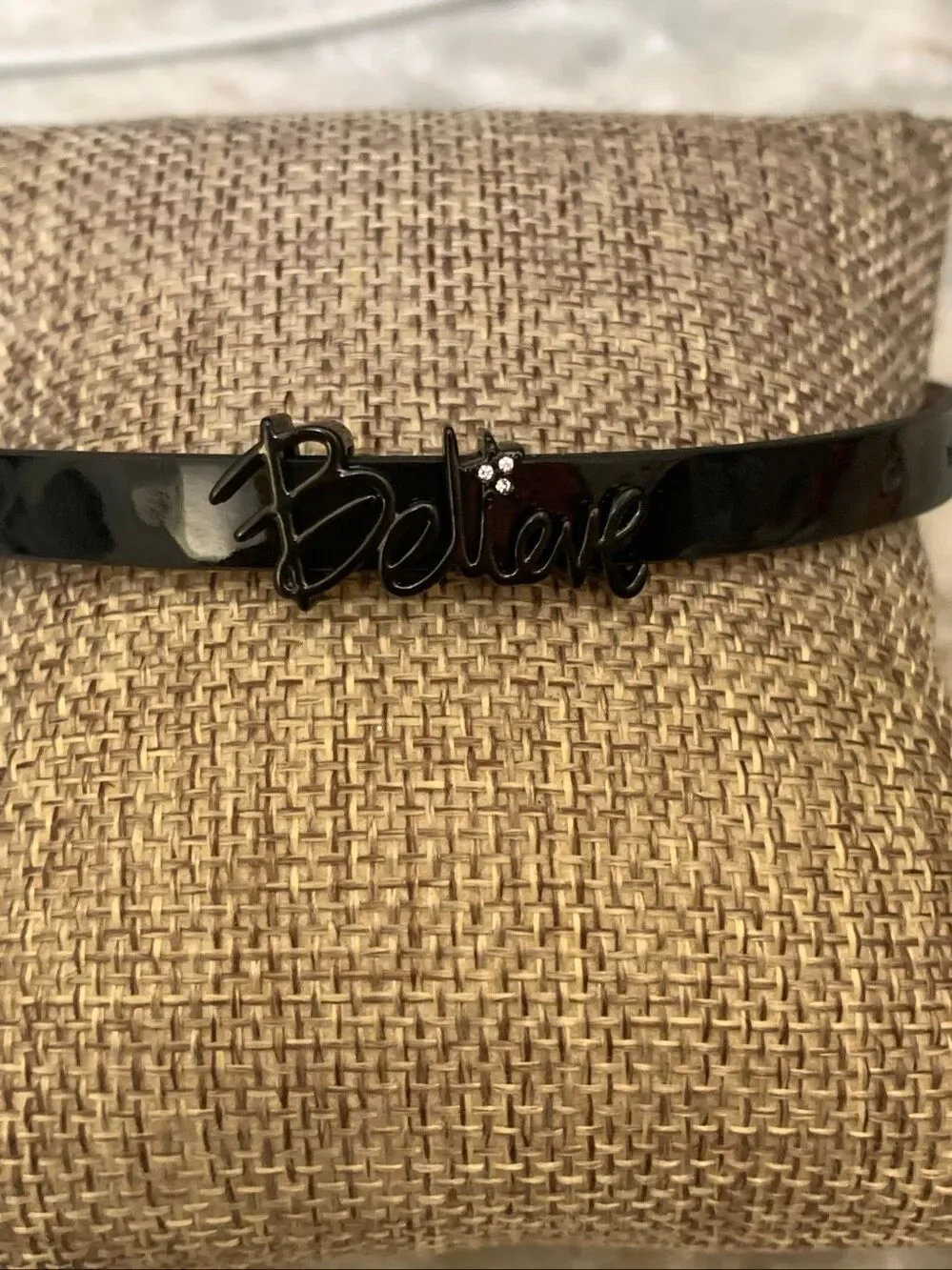 Origami Owl Black Patent Leather Bracelet Band with Believe Slide #inspire